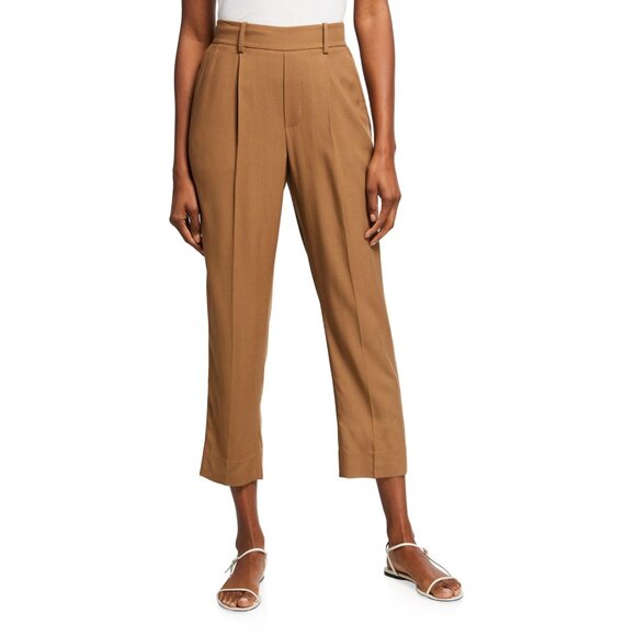 Vince Darted Pull-on Pants In Dark Hazel Tan Brown Viscose Straight Leg Large - Picture 4 of 13